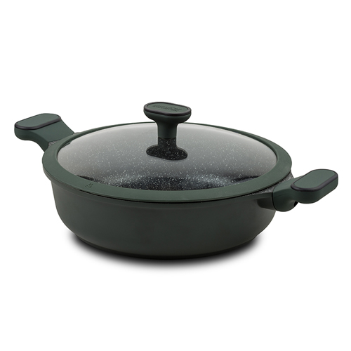 Die cast aluminum low casserole "Imperial" with lid and nonstick stone coating 26cm