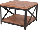 TABLE SQUARE TOP TEAK WOOD (TECTONA GRANDIS), MOSAIC WITH ONE SHELF ON BOTTOM AND METAL FRAME BLACK