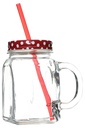 HOMEMADE JAR MUG with RED METAL COVER