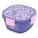 Square plastic lunch box "We Care", purple 1700ml