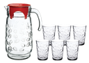 jug set with  Water/juice colorful lid and 6 cups, 7 pcs