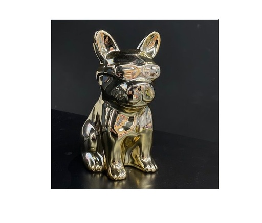 [1000403] SAVING BANK DOG, CERAMIC, SIZE: 17X10X15CM, WEIGHT: 450 GRAM, GOLD