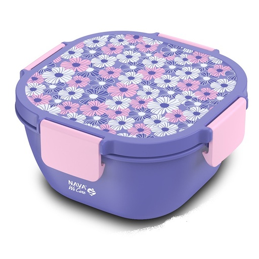 [1003436] Square plastic lunch box "We Care", purple 1700ml