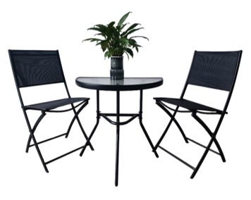 [1004098] Outdoor Furniture Set, Folding Chair 2 pcs 42X44X84H CM, Semi-Circular Table 70X40X65H CM (TC-22017)