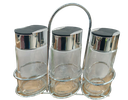 3PCS CUBE GLASS SPICE JAR WITH S/S RACK 110ml - S400100001