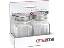 PEPPER AND SALT SHAKER SET OF 2PCS, GLASS WITH STAINLESS STEEL LID, 100ML
