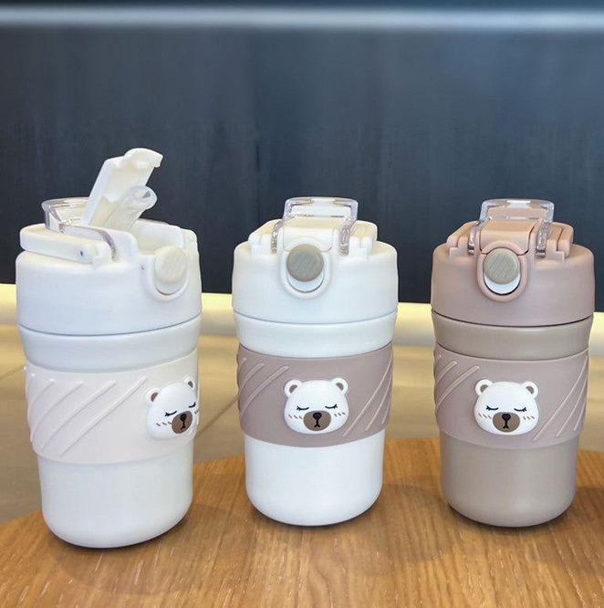 Coffee and Water Bottle Stainless Steel 450ML SSB-002-Cream