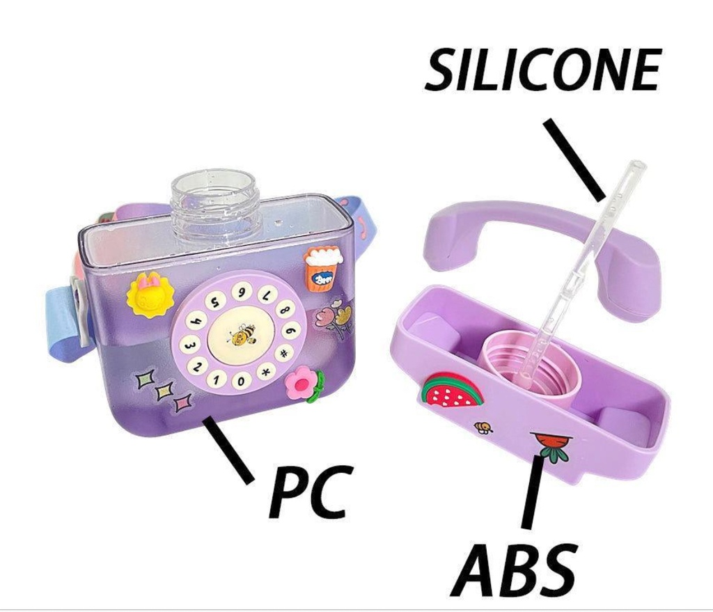 Kids Water Plastic Bottle Telephone 400ML MIN-007-Purple