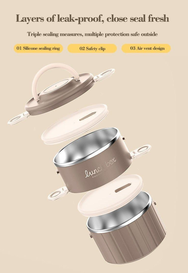 Lunch Box Stainless Steel two levels LBS-021-Gray
