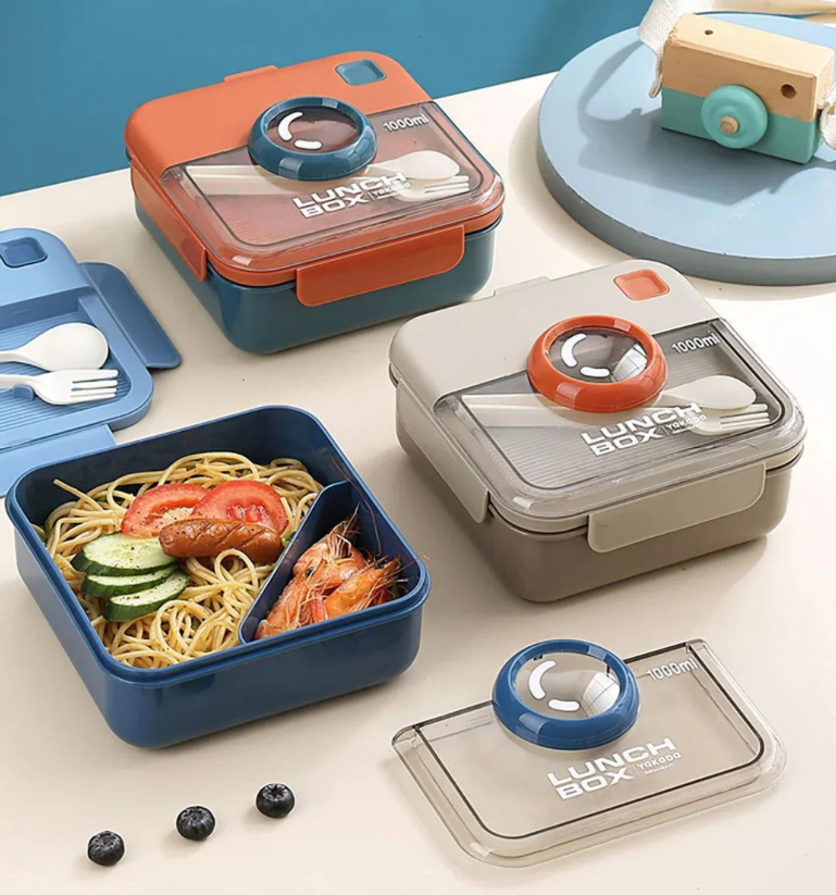 Lunch Box Plastic with Cutlery set LBP-008-Blue