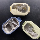 Lunch Box Stainless Steel divided  with Spoon Mix Colors 1123-34