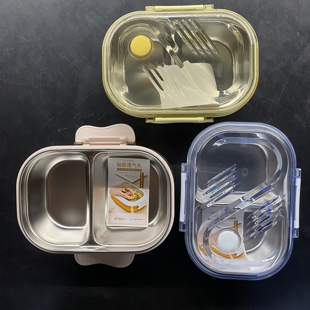 Lunch Box Stainless Steel divided with Spoon1123-39