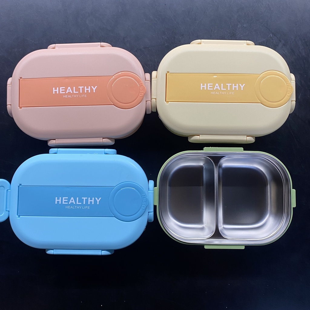 Lunch Box Stainless Steel with Spoon Mix Colors 1123-43