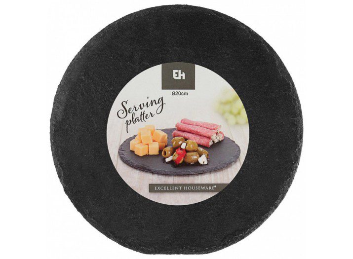 SERVING TRAY, SLATE MATERIAL, DIA 20CM, WEIGHT 247 GRAM