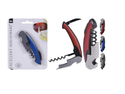 BOTTLE OPENER STAINLESS STEEL, MULTI PURPOSE 123MM, 3 ASSORTED COLOURS