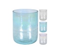 TEALIGHT HOLDER GLASS VOTIVE SIZE 10X10X14CM, 2 ASSORTED COLOURS. BARCODE STICKER ON BOTTOM OF EACH PIECE