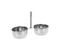 SERVING TRAY WITH 2 BOWLS AND HANDLE. STAINLESS STEEL, SHINY FINISH, SIZE 210X90X145MM