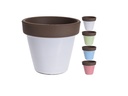 FLOWER POT, TERRACOTTA RIM, WITH 4 ASSORTED COLORS: BLUE, GREEN, WHITE, PINK