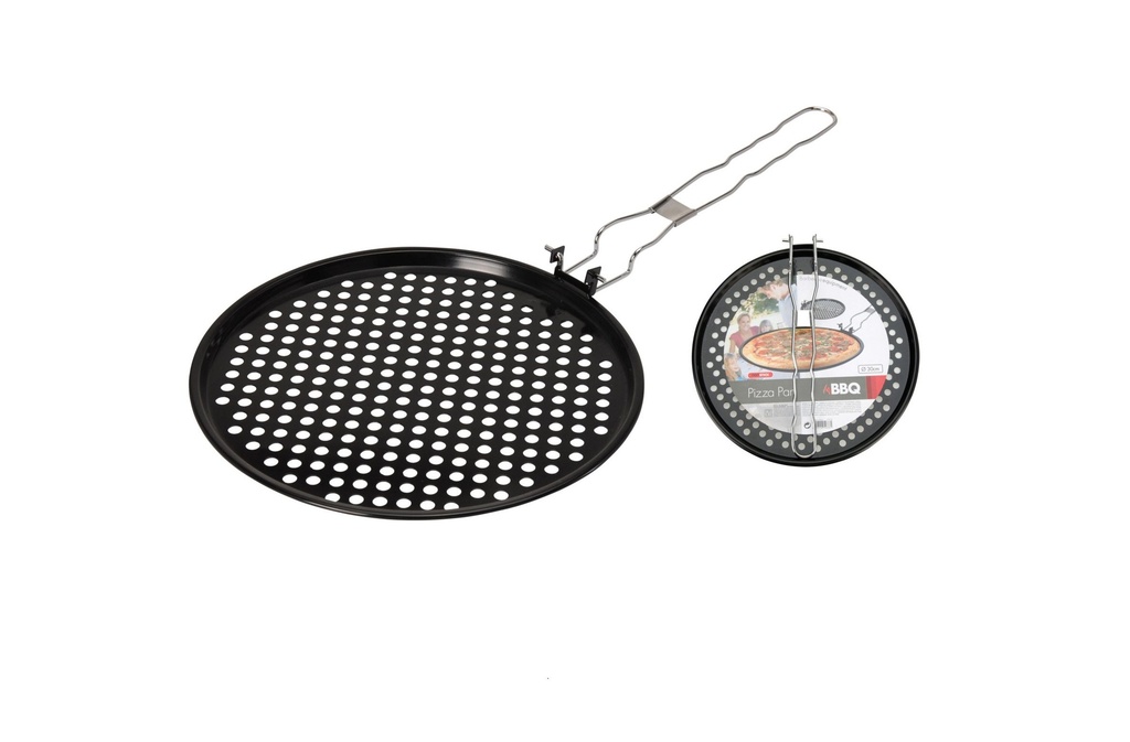 BBQ PIZZA PAN WITH HOLES, OUTSIDE DIA 33CM AND MAXIMUM COOKING DIA 30CM, 0,8 MM THICKNESS