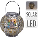 SOLAR LANTERN SIZE DIA 18XH17CM. PP MATERIAL WITH GREY ANTIQUE FINISH AND WITH BLACK PP HANGER