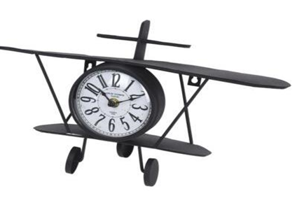 CLOCK SHELVE PLANE MODEL, SIZE 375X100X200MM METAL. TWO SHELVES