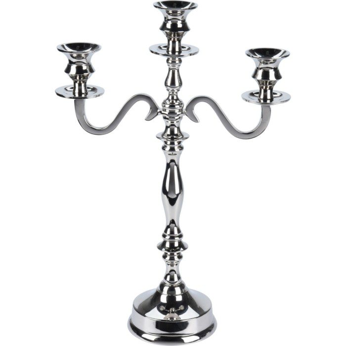 CANDLE HOLDER 39CM, ALUMINUM, 3 LIT CANDLE HOLDER, TOTAL WEIGHT XXX GRAM, EACH WITH HANGTAG/ 270X110X390MM, HANGTAG