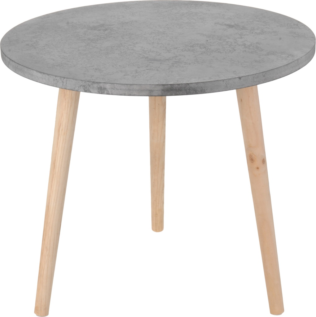 TABLE MDF TOP CEMENT LOOK WITH PINE (PINUS) WOOD LEGS, SIZE 495X425X19MM