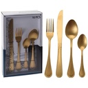 CUTLERY SET OF 16PCS, STAINLESS STEEL 430, ANTIQUE FINISH, STONE WASHED. GOLD FORK AND KNIFE 2MM