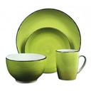 DINNER SET 16PCS STONEWARE. GREEN COLOR. EACH SET IN OUR DESIGN COLOURBOX/ 340X220X280MM, COLOUR BOX
