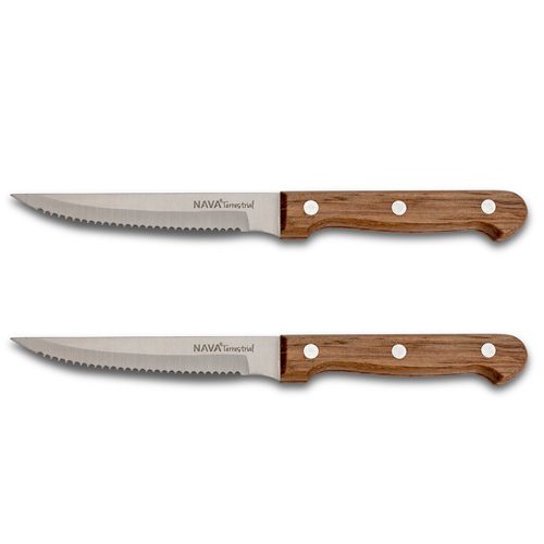Stainless steel steak knife "Terrestrial" with wooden handle set 2pcs. 11 cm
