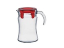 Pasabahce transparent Jug (Azur) with Red Lid