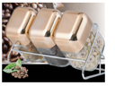 3PCS CUBE GLASS SPICE JAR WITH S/S RACK 550ml - S41663001