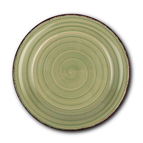 Stoneware fruit plate Lines Oil Green - 10-099-202