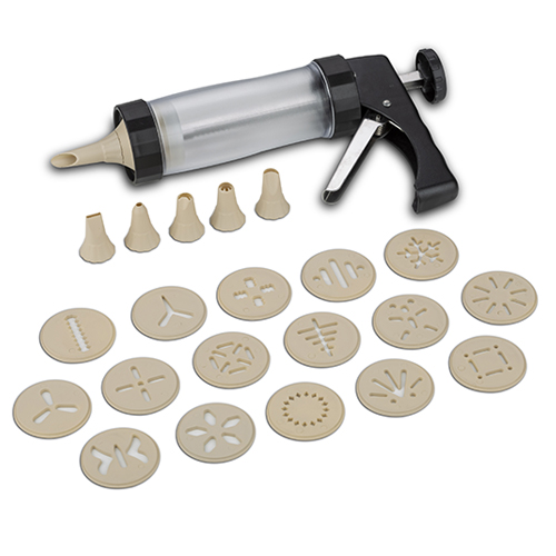 Cookie maker and icing gun "Misty" with stainless steel plunger, 23pcs set, 22cm