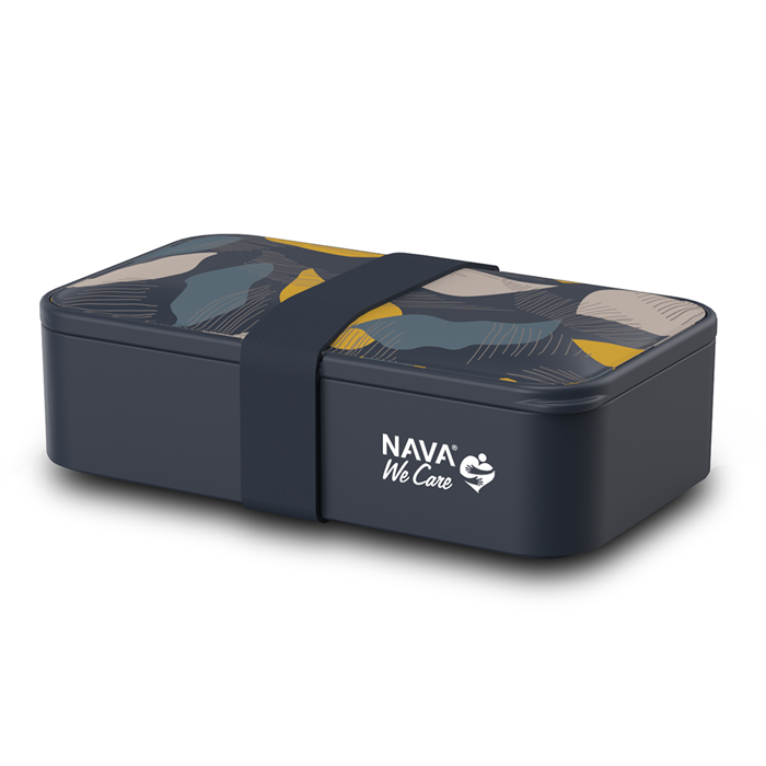 Rectangular plastic lunch box "We Care", blue 650ml