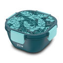 Square plastic lunch box "We Care", petrol blue 1700ml