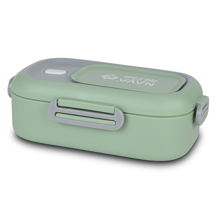 Rectangular stainless steel lunch box "We Care", green 800ml