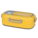 Rectangular stainless steel lunch box "We Care", yellow 800ml