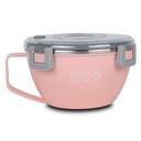 Round stainless steel insulated lunch box "We Care", pink 850ml
