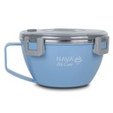Round stainless steel insulated lunch box "We Care", blue 850ml