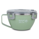 Round stainless steel insulated lunch box "We Care", green 850ml