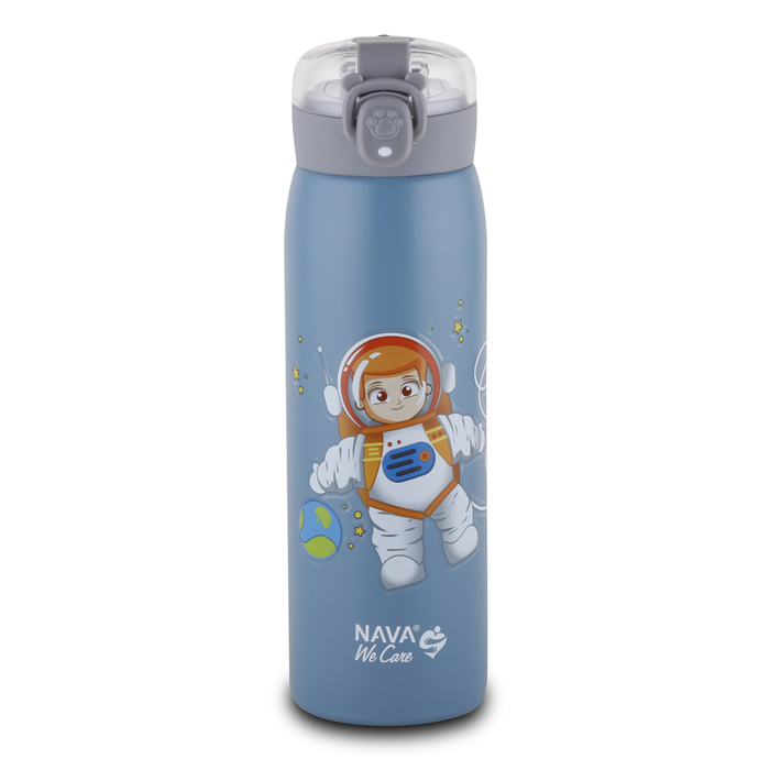 Stainless steel insulated water bottle "We Care", blue 500ml