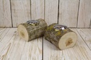WOOD LOG REFILL WITH LEMONGRASS WAX IN WHITE10X4,5 CM TIN CUP 12Hrs