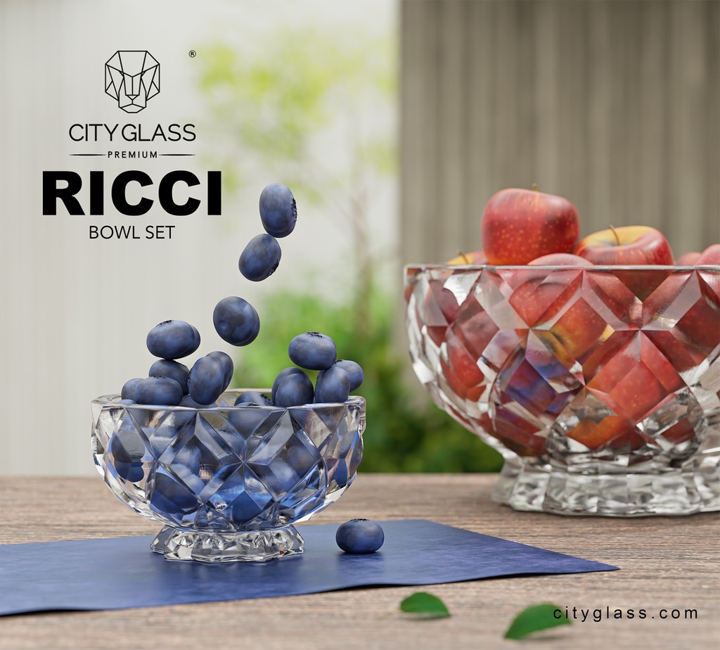 Ricci Set  1 Ricci Large Bowl 1.5 Ltr + Ricci Small Bowl 25CL 250 ML X6 Pcs  Tray Gift Box