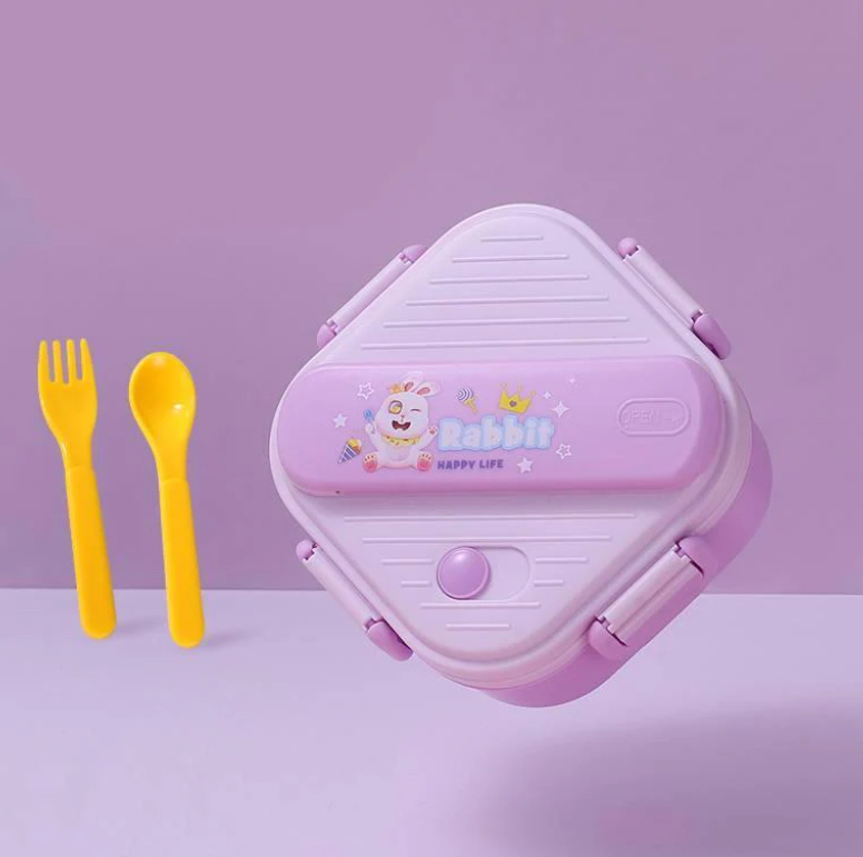 Lunch Box Plastic with Spoon Mix Colors LBP-007-Rabbit