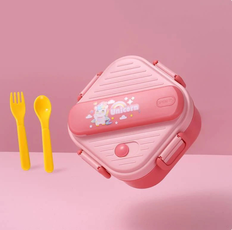 Lunch Box Plastic with Spoon Mix Colors LBP-007-Unicorn