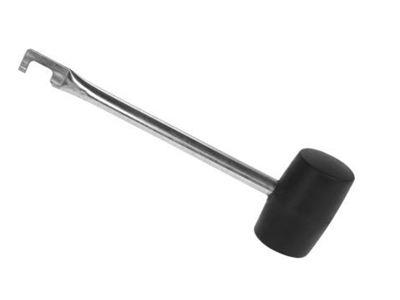 [1000331] CAMPING RUBBER HAMMER ZINC PLATED IRON HANDLE WITH HOOK. TOTAL LENGTH 29CM