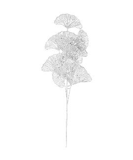 [1000337] BRANCH METALIC, GLITTER AND GRINGO LEAVES,MATERIAL: PE SIZE: 73CM, SILVER COLOR., HANGTAG