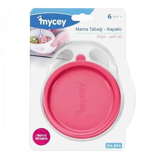 [1000780] Plate - with lid - pink