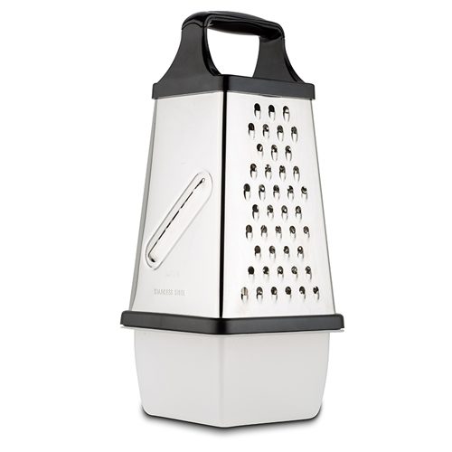 [1001092] Stainless steel grater "Misty" with plastic storage bowl 31cm